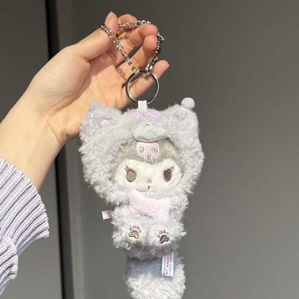 Fuzzy Gray and Pink Cat Headpiece with Plush Ears - Picture 4 of 5